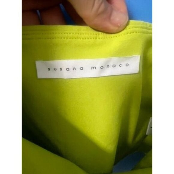 Susana monaco Cropped Off-Shoulder Long Sleeve Top, Lime Green vacation summer - Picture 7 of 7